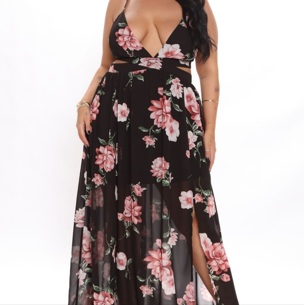 Black floral maxi dress